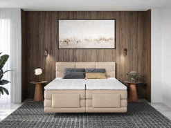 Set Boxspringbed Met Hoofdbord Met Capitons + Elektrische Relaxbedbodems + Matras + Dekmatras - 2 X 90 X 200 Cm - Beige - Lodi Van-Palacio Sale