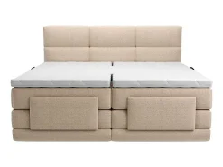 Set Boxspringbed Met Hoofdbord Met Capitons + Elektrische Relaxbedbodems + Matras + Dekmatras - 2 X 90 X 200 Cm - Beige - Lodi Van-Palacio Sale