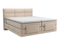Set Boxspringbed Met Hoofdbord Met Capitons + Elektrische Relaxbedbodems + Matras + Dekmatras - 2 X 90 X 200 Cm - Beige - Lodi Van-Palacio Sale