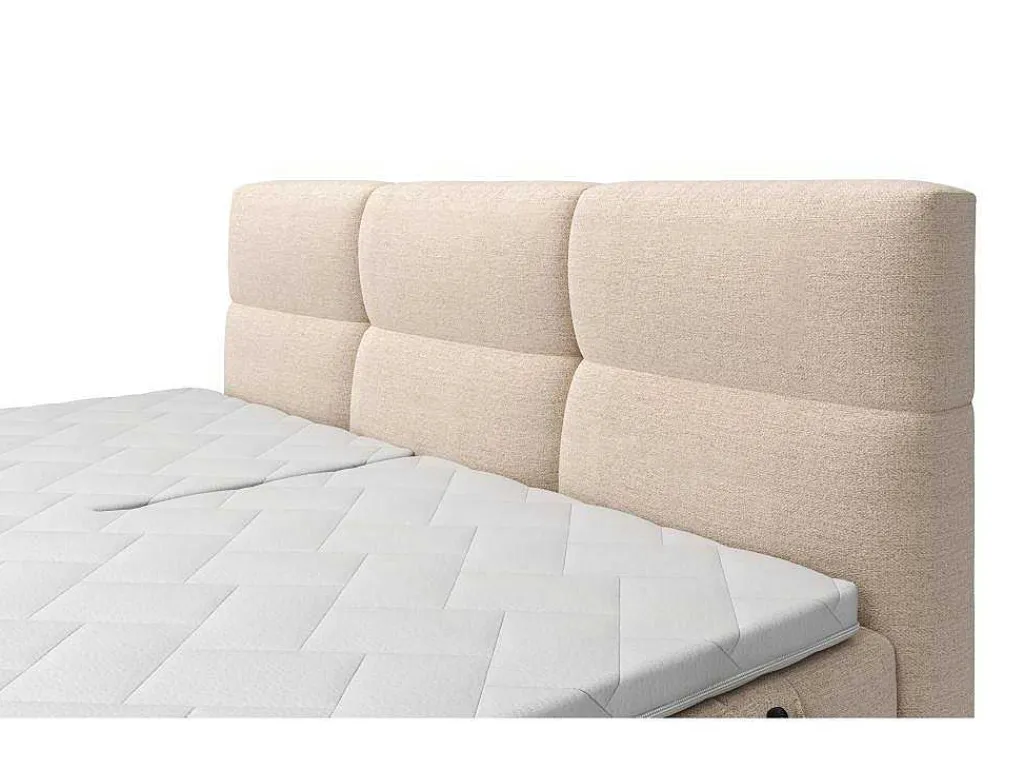 Set Boxspringbed Met Hoofdbord Met Capitons + Elektrische Relaxbedbodems + Matras + Dekmatras - 2 X 90 X 200 Cm - Beige - Lodi Van-Palacio Sale