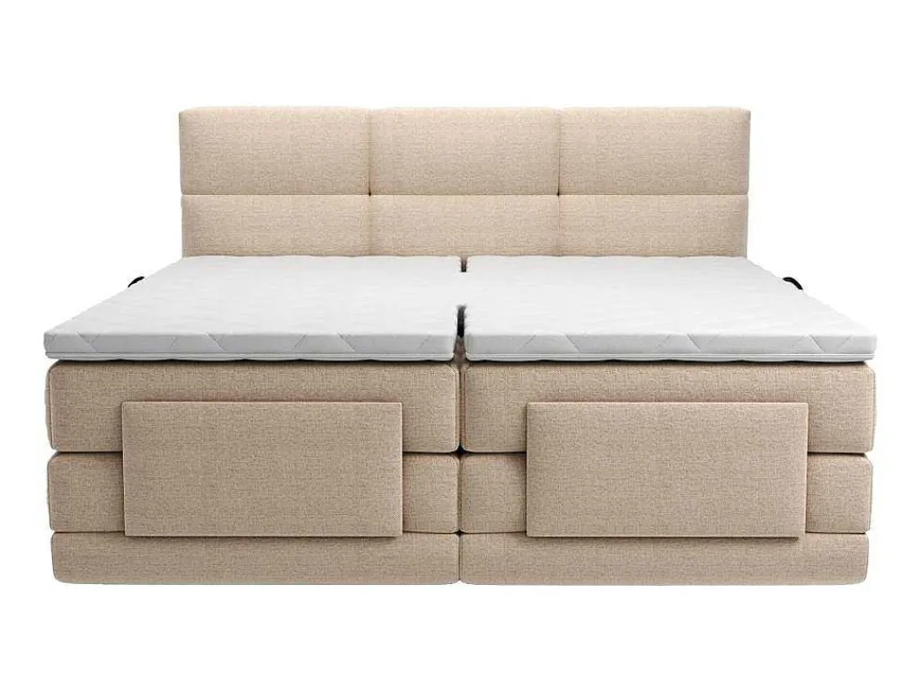 Set Boxspringbed Met Hoofdbord Met Capitons + Elektrische Relaxbedbodems + Matras + Dekmatras - 2 X 80 X 200 Cm - Beige - Lodi Van-Palacio Hot