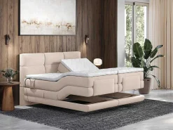 Set Boxspringbed Met Hoofdbord Met Capitons + Elektrische Relaxbedbodems + Matras + Dekmatras - 2 X 80 X 200 Cm - Beige - Lodi Van-Palacio Hot