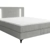 Set Complete Boxspring Met Hoofdbord Met Ledverlichting + Bedbodem + Matras + Dekmatras - 180 X 200 Cm - Stof - Grijs - Ono Van Ysmee-Ysmée