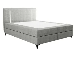 Set Complete Boxspring Met Hoofdbord Met Ledverlichting + Bedbodem + Matras + Dekmatras - 180 X 200 Cm - Stof - Grijs - Ono Van Ysmee-Ysmée