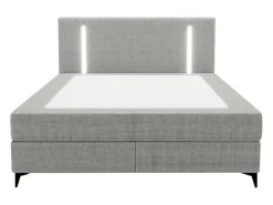 Set Complete Boxspring Met Hoofdbord Met Ledverlichting + Bedbodem + Matras + Dekmatras - 180 X 200 Cm - Stof - Grijs - Ono Van Ysmee-Ysmée