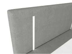 Set Complete Boxspring Met Hoofdbord Met Ledverlichting + Bedbodem + Matras + Dekmatras - 180 X 200 Cm - Stof - Grijs - Ono Van Ysmee-Ysmée
