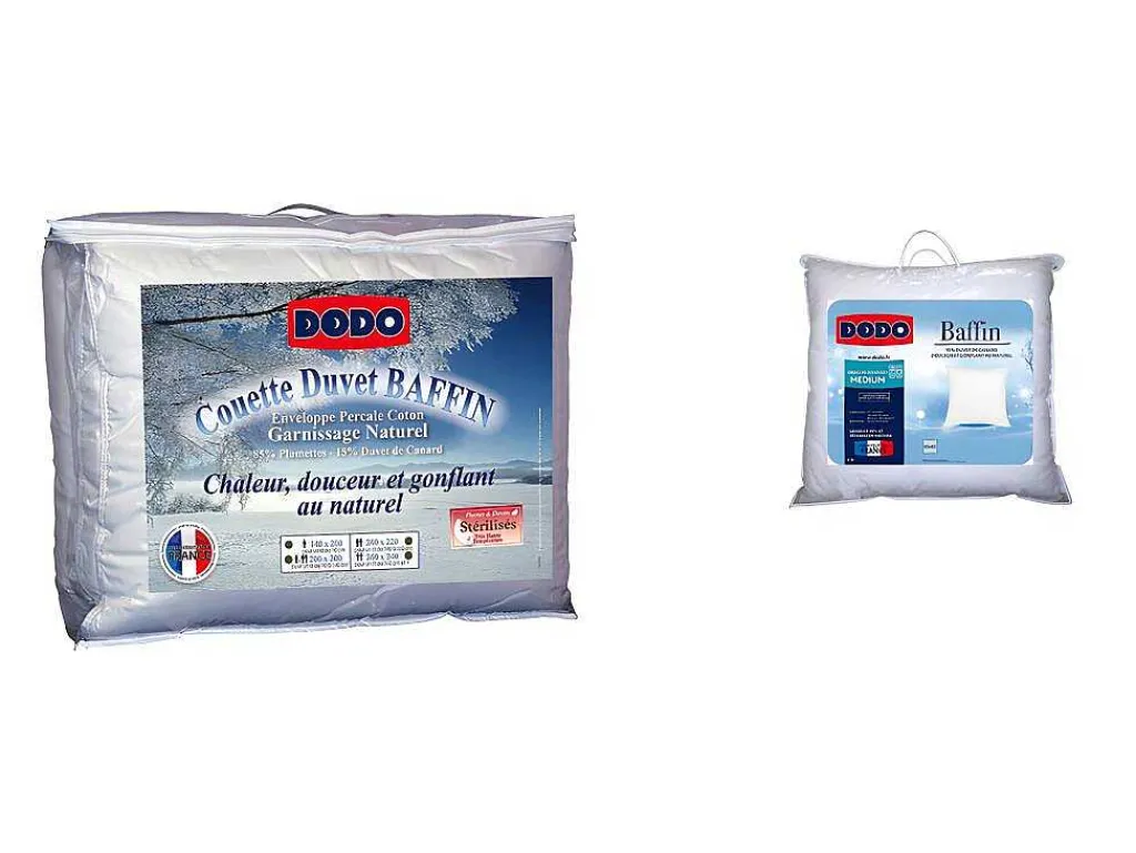 Set Dekbed Natuurlijk 220 X 240 Cm + 2 Hoofdkussens Dons Baffin 65 X 65 Cm-DODO Hot