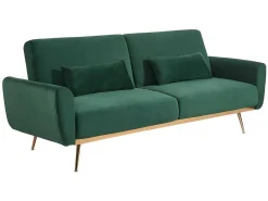 Set Donkergroene 3-Zitsslaapbank Launei En Taupekleurig Tapijt Dolce-Vente-unique New