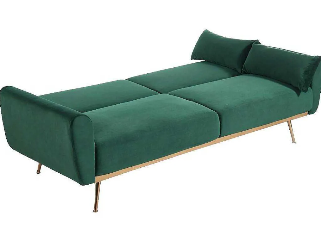Set Donkergroene 3-Zitsslaapbank Launei En Taupekleurig Tapijt Dolce-Vente-unique New