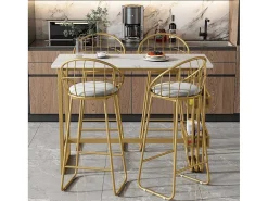 Set "Eat Standing": Bartafel En 4 Krukken - Metalen Structuur - Goud-ModernLuxe Best