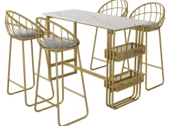 Set "Eat Standing": Bartafel En 4 Krukken - Metalen Structuur - Goud-ModernLuxe Best