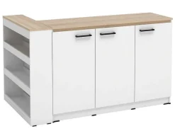 Set Keukeneiland + 2 Krukken - Wit En Licht Naturel - Nusice-Vente-unique Hot