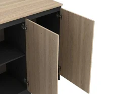 Set Keukeneiland + 2 Krukken - Zwart En Licht Naturel - Nusice-Vente-unique Clearance