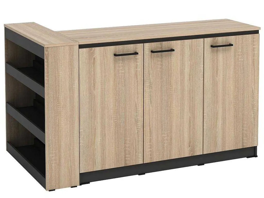 Set Keukeneiland + 2 Krukken - Zwart En Licht Naturel - Nusice-Vente-unique Clearance