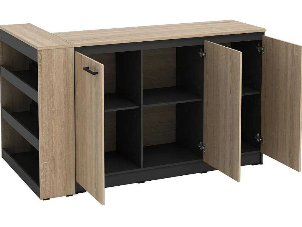 Set Keukeneiland + 2 Krukken - Zwart En Licht Naturel - Nusice-Vente-unique Clearance