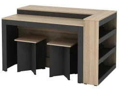 Set Keukeneiland + 2 Krukken - Zwart En Licht Naturel - Nusice-Vente-unique Clearance