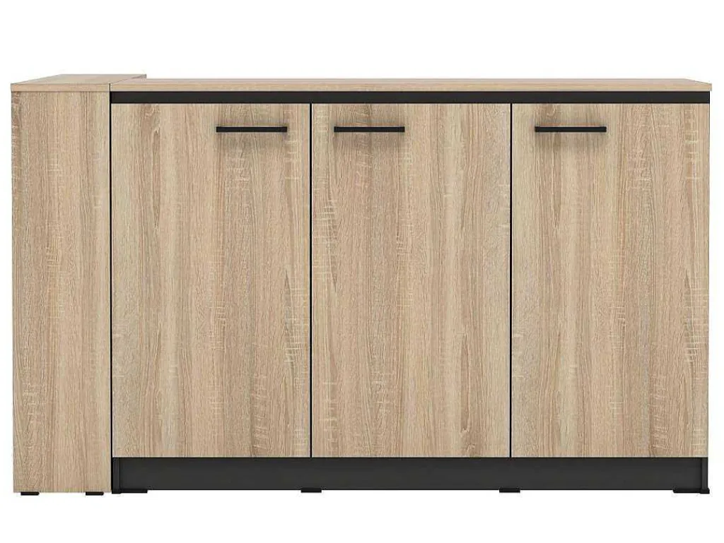Set Keukeneiland + 2 Krukken - Zwart En Licht Naturel - Nusice-Vente-unique Clearance