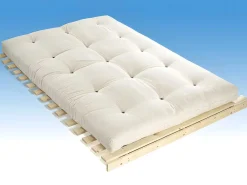 Set Lattenbodem + Futon 140 X 190 Cm - 100% Katoen - Shiva Van - Beige-DREAMEA Hot