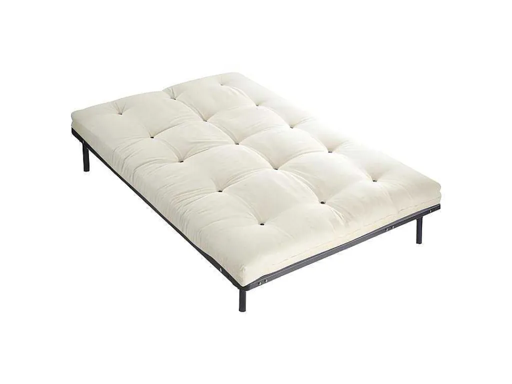 Set Lattenbodem + Futon 160 X 200 Cm - 100% Katoen - Shiva Van - Ecru-DREAMEA New