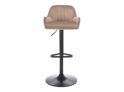 Set Van 2 Barkruk Van Velours En Zwart Metaal - Verstelbare Hoogte - Beige - Eleana-Vente-unique New