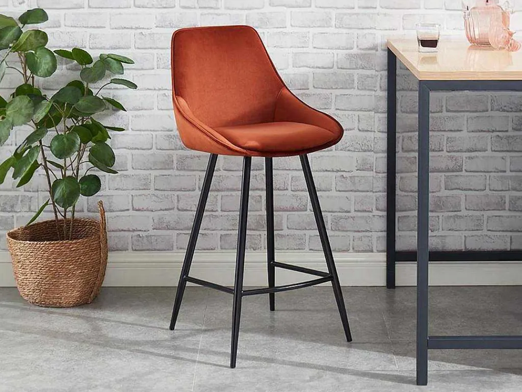 Set Van 2 Barkrukken - Fluweel - Terracotta - Masurie-Vente-unique Sale