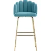 Set Van 2 Barkrukken - Fluweel En Metaal - Blauw-Vente-unique Hot