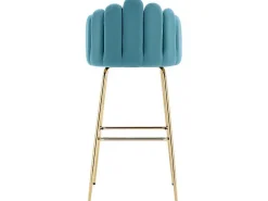Set Van 2 Barkrukken - Fluweel En Metaal - Blauw-Vente-unique Hot