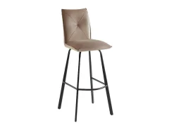 Set Van 2 Barkrukken - Fluweel En Metaal - Taupe - Indilane-Vente-unique Outlet