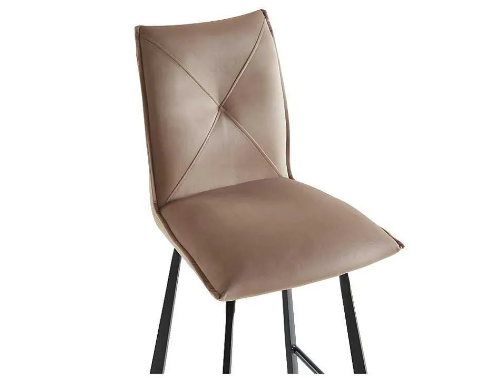 Set Van 2 Barkrukken - Fluweel En Metaal - Taupe - Indilane-Vente-unique Outlet