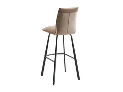 Set Van 2 Barkrukken - Fluweel En Metaal - Taupe - Indilane-Vente-unique Outlet