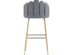 Set Van 2 Barkrukken - Fluweel En Metaal - Grijs-Vente-unique Sale