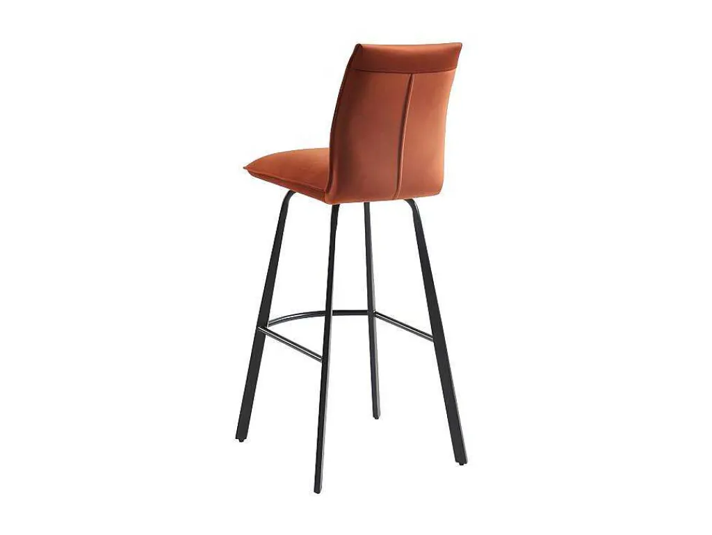 Set Van 2 Barkrukken - Fluweel En Metaal - Terracotta - Indilane-Vente-unique New