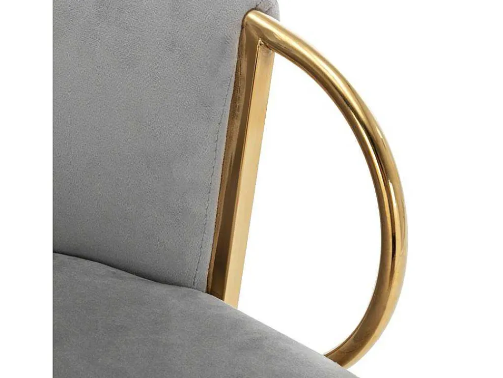Set Van 4 Barkrukken - In Hoogte Verstelbaar - Fluweel - Grijs En Goud Metaal-Vente-unique Discount