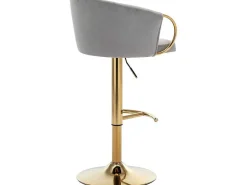 Set Van 4 Barkrukken - In Hoogte Verstelbaar - Fluweel - Grijs En Goud Metaal-Vente-unique Discount