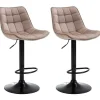 Set Van 2 Barkrukken Lima Ii - Fluweel & Metaal - Beige-Vente-unique Online