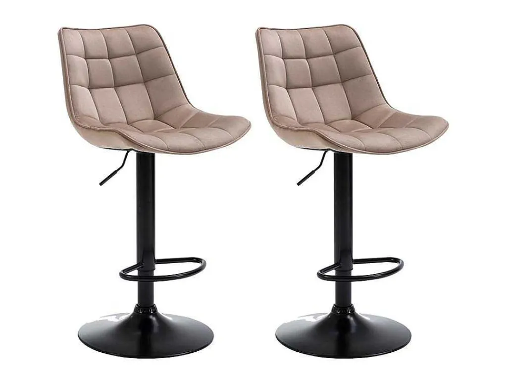 Set Van 2 Barkrukken Lima Ii - Fluweel & Metaal - Beige-Vente-unique Online