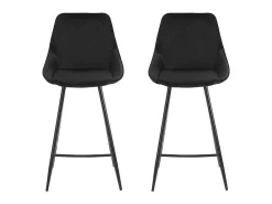 Set Van 2 Barkrukken Masurie - Velours - Zwart-Vente-unique Clearance