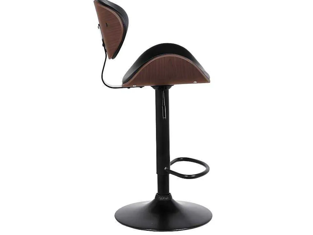 Set Van 2 Barkrukken Montenegro - Verstelbare Hoogte - Kunstleer - Walnoot En Zwart - Zwarte Poten-Vente-unique Clearance