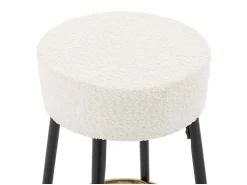 Set Van 2 Barkrukken Van Bouclestof En Zwart Staal - Wit En Goudkleurig - Belinio I-Vente-unique Online