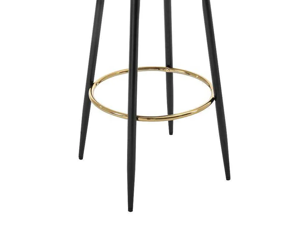 Set Van 2 Barkrukken Van Bouclestof En Zwart Staal - Wit En Goudkleurig - Belinio I-Vente-unique Online