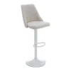 Set Van 2 Barkrukken Van Stof En Wit Metaal - Beige - Kiyola-Vente-unique Sale