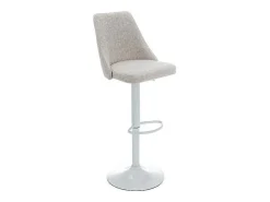 Set Van 2 Barkrukken Van Stof En Wit Metaal - Beige - Kiyola-Vente-unique Sale