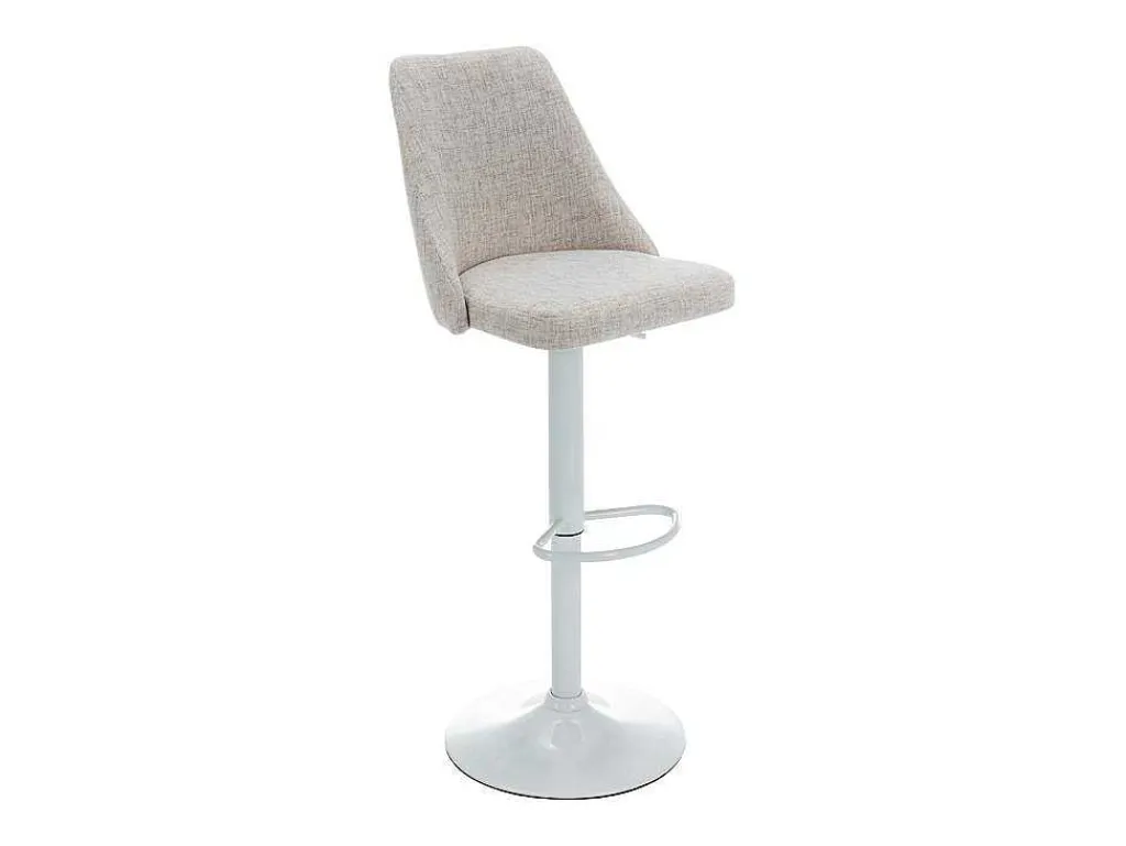 Set Van 2 Barkrukken Van Stof En Wit Metaal - Beige - Kiyola-Vente-unique Sale