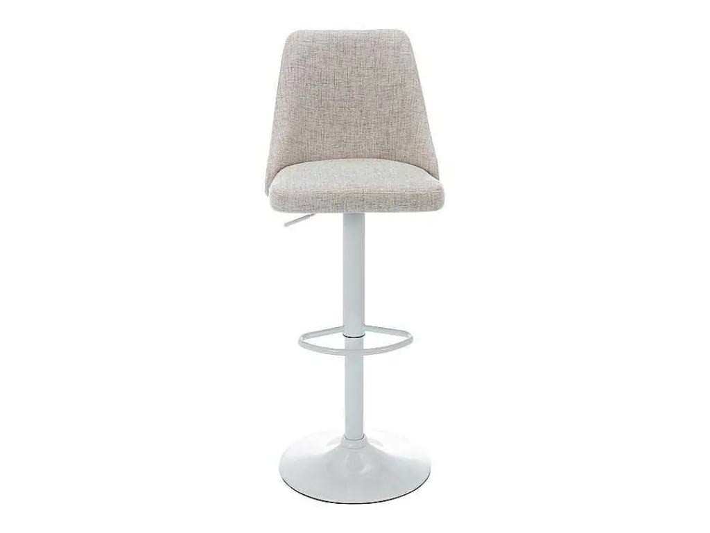 Set Van 2 Barkrukken Van Stof En Wit Metaal - Beige - Kiyola-Vente-unique Sale