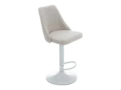 Set Van 2 Barkrukken Van Stof En Wit Metaal - Beige - Kiyola-Vente-unique Sale