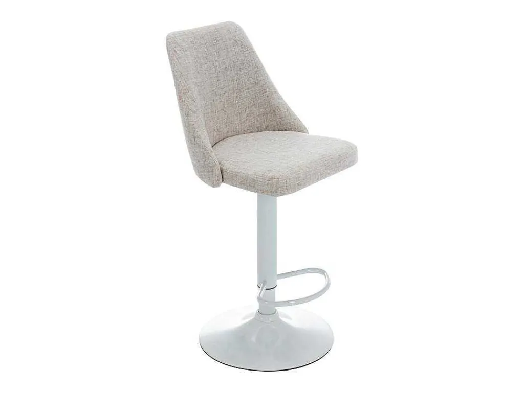 Set Van 2 Barkrukken Van Stof En Wit Metaal - Beige - Kiyola-Vente-unique Sale