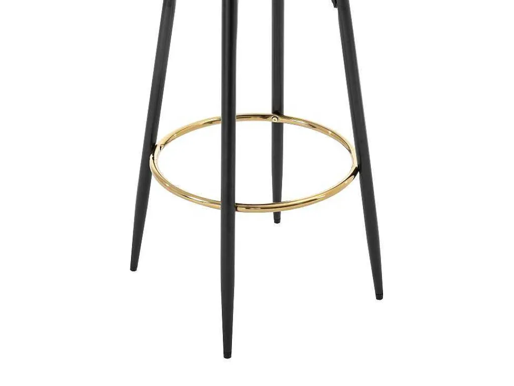 Set Van 2 Barkrukken Van Velours En Zwart Staal - Beige En Goudkleurig - Belinio I-Vente-unique Discount