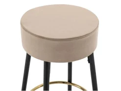 Set Van 2 Barkrukken Van Velours En Zwart Staal - Beige En Goudkleurig - Belinio I-Vente-unique Discount