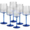 Set Van 6 Blauwe Wijnglazen Op Voet 27 Cl - D. 9.5 X H. 13 Cm - Coraly-OZAIA Outlet