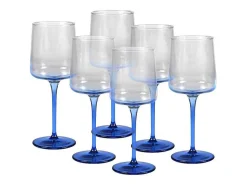 Set Van 6 Blauwe Wijnglazen Op Voet 27 Cl - D. 9.5 X H. 13 Cm - Coraly-OZAIA Outlet